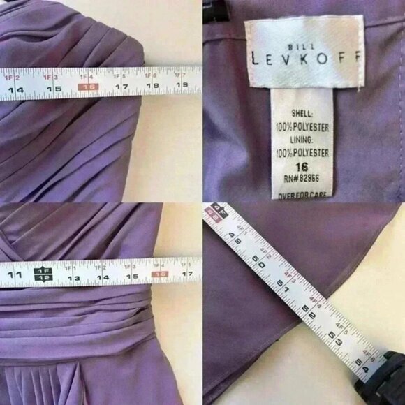 Bill  Levkoff Strapless Chiffon Formal Evening Gown Victorian Lilac Purple 16 - Picture 14 of 15